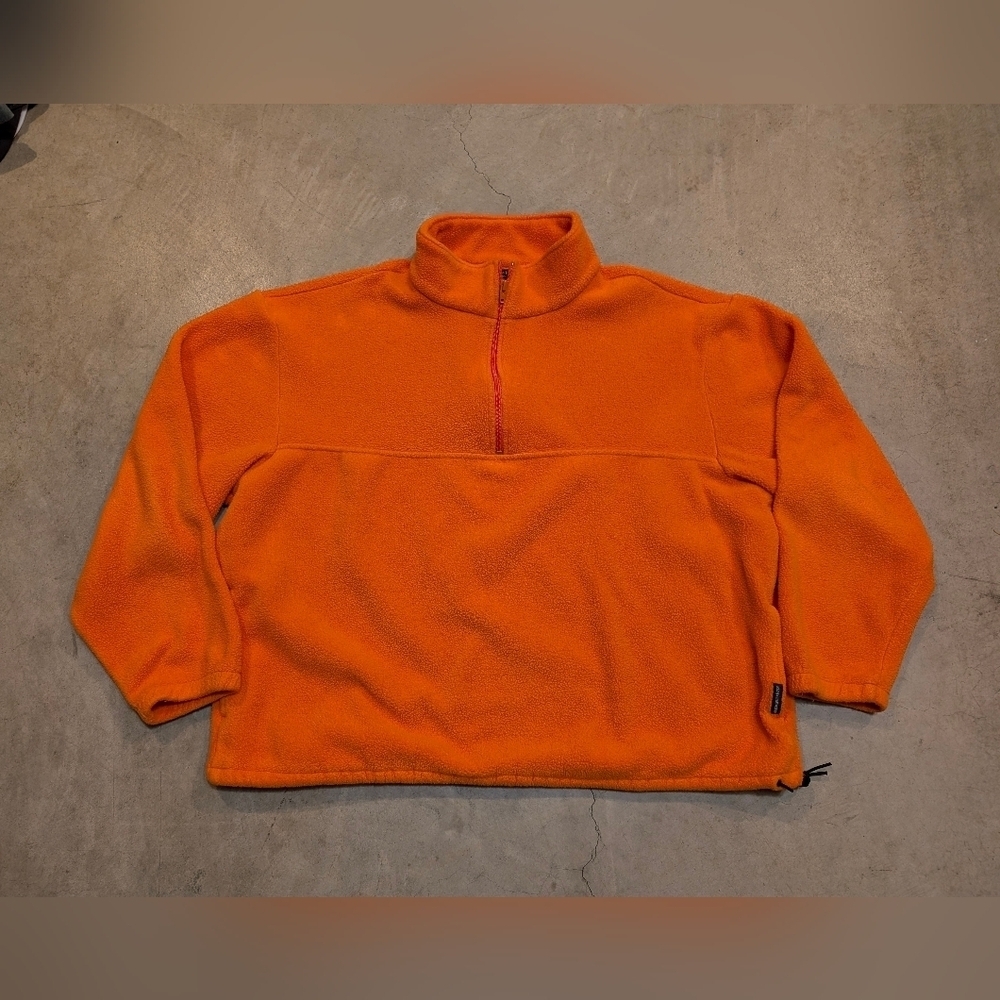 VTG Abercrombie & Fitch Country Clothes USA Made Men's XL Orange Fleece 1/4 Zip